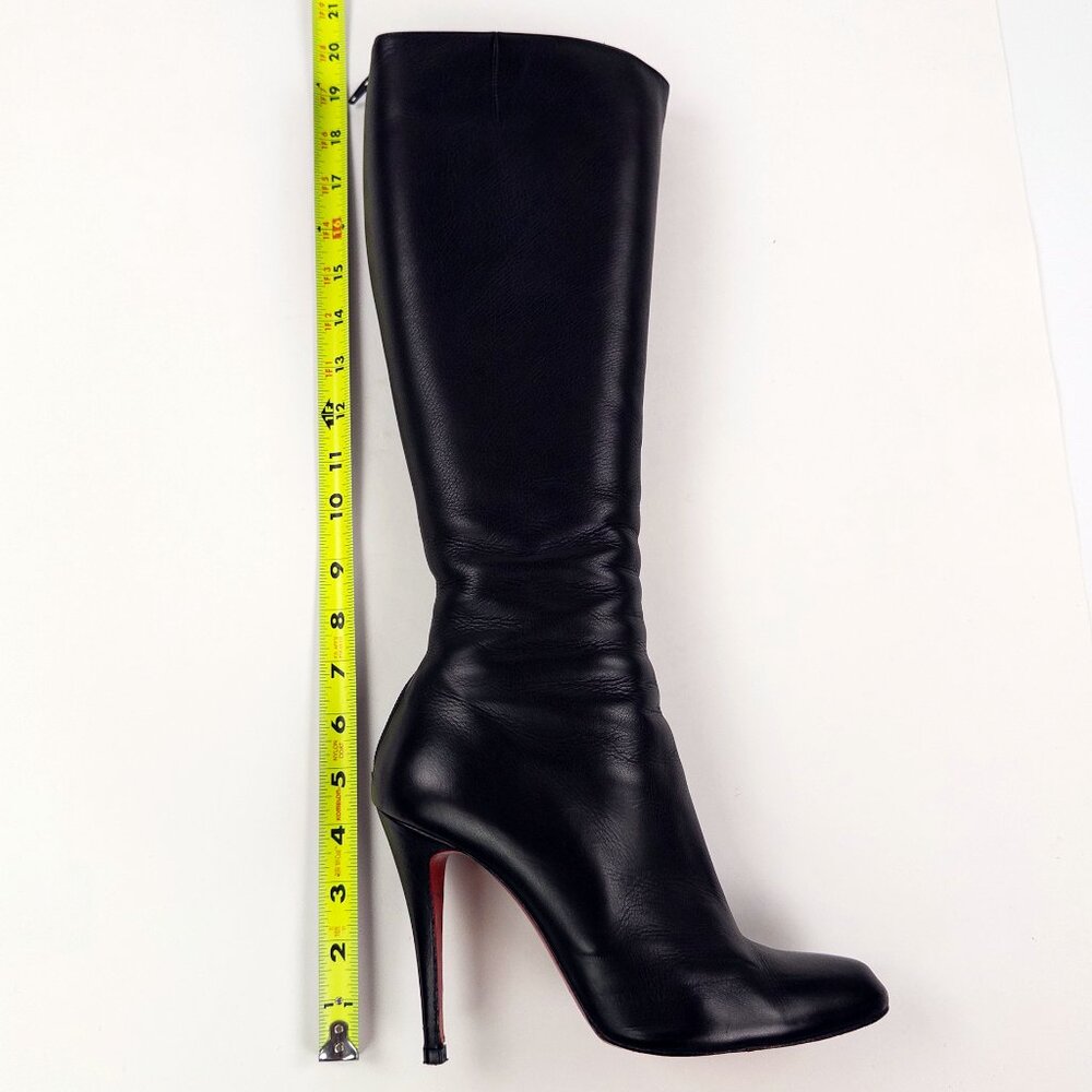 Christian Louboutin Black Leather Bourge 100 Knee-High Boots - Picture 9 of 14